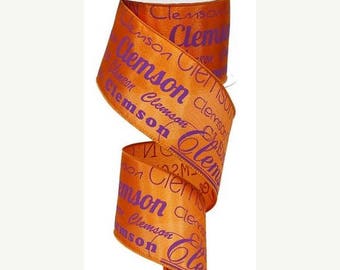 ON SALE 2.5 Inch Clemson Print Ribbon RG1954, Deco Mesh Supplies