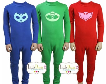 Owlette/Catboy/Gekko PJ Mask-Unitard Red/Child ---Mock Neck Unitard....Colors Available great for COSTUMES/HALLOWEEN