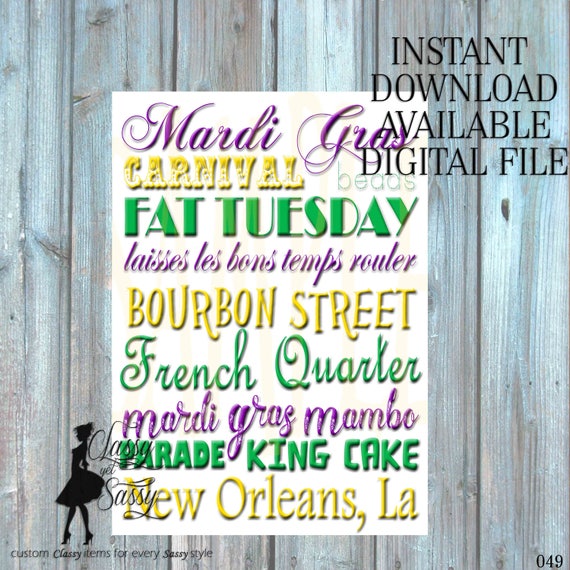 Mardi Gras Sign, Mardi Gras poster, instant download 049