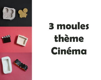 Lot 3 moules en silicone thème cinéma pour décoration et loisirs créatifs