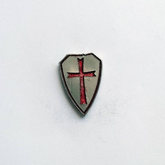 Hand Cast Crusader Shield 1 in. Lapel Pin