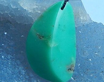 Chrysoprase Faceted Gemstone Pendant Bead,31x19x8mm,5.4g(P068)