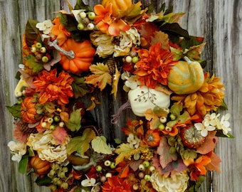 Fall Wreath, Wreath , Fall Decor , Thanksgiving Wreath , Fall Door Wreath , Autumn Wreath , Front Door Wreath , Outdoor Wreath