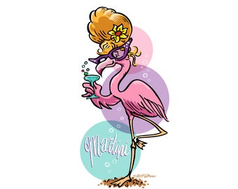 drinking flamingo clipart