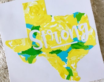 Texas Decal, Texas Strong Decal, State Decal, Decal Sticker, Vinyl Decal, Car Decal, Yeti Decal, Yellow Rose of Texas Decal