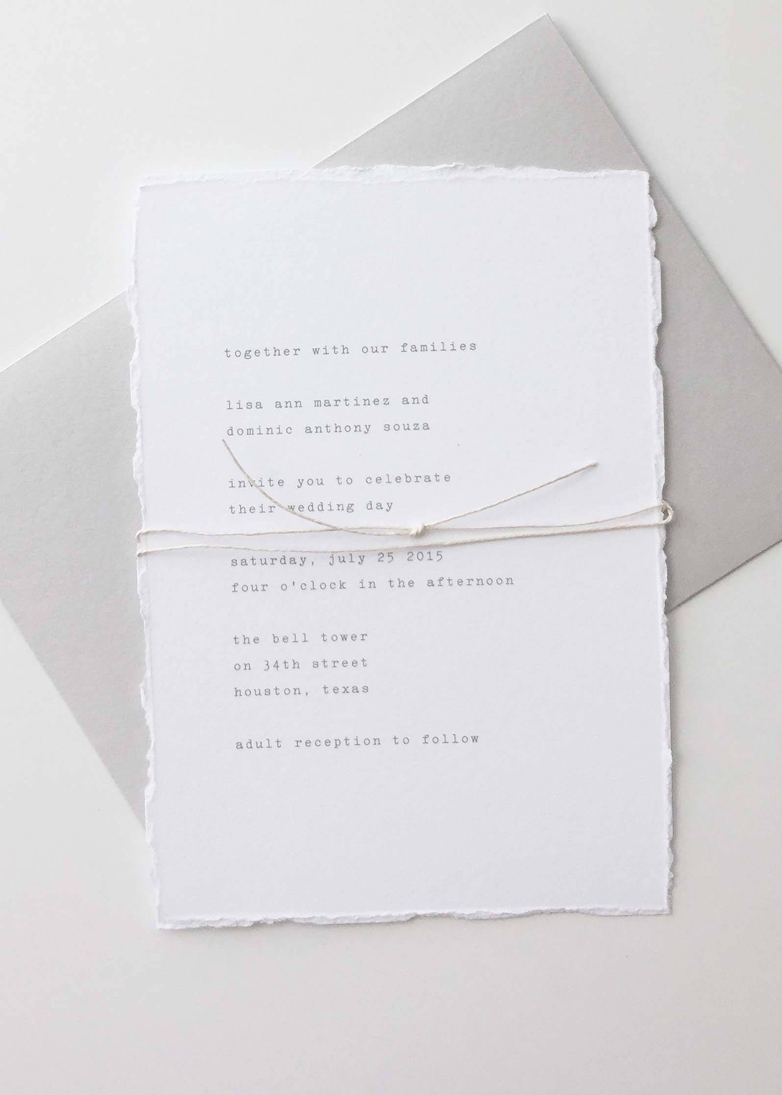 Vintage Typewriter Wedding Invitation Sample Letterpress