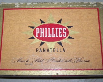 Vintage Phillies Panatella Advertising Cigar Box 1957