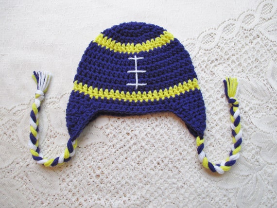 Minnesota Vikings Inspired Crochet Football Hat Winter Hat