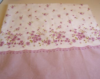 Mid Century Cotton Feed Sack Border Fabric Lavendar Floral Yardage NOS