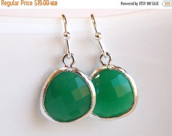 SALE Green Earrings, Silver Earrings, Palace Green, Wedding Jewelry, Bridesmaid Earrings, Bridesmaid Jewelry , Bridesmaid Gifts