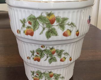 Vintage Lenwile Hand Painted China Oven to Table set of three Casserol dishes Butterflies and Strawberries Ardalt Japan