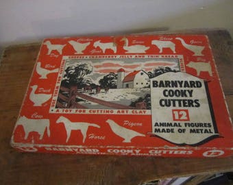 Barnyard Cooky Cutter Box with Three Animal Cookie Cutters. Goat Horse Sheep
