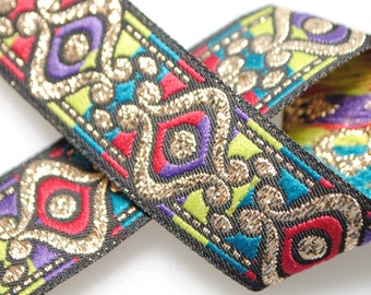 Rainbow Eye Jacquard Trim 7/8 inch wide - Three, Five, or Ten Yards