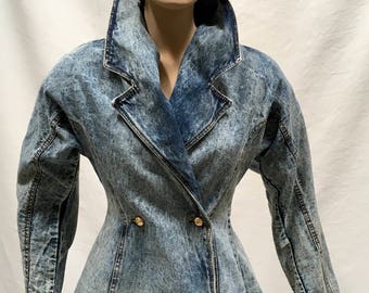 Vintage Mod Rust Corduroy Fitted Cropped Peplum Jacket XS/S