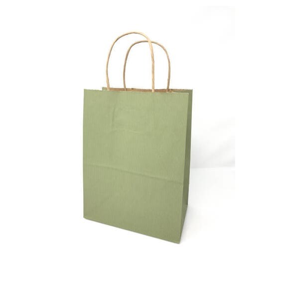 25 Medium Khaki Paper Shopper Bags with Handles 8 x 4 3/4 x 10