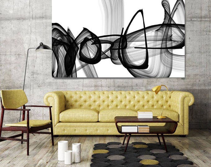 An infinite travel. Black and White Abstract Painting Print, Unique Wall Decor, Large Contemporary Canvas Art Print up to 72" by Irena Orlov