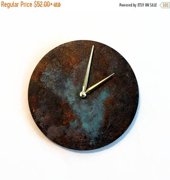 Wall Clock Patina Rustic Clock Industrial Chic Home Decor