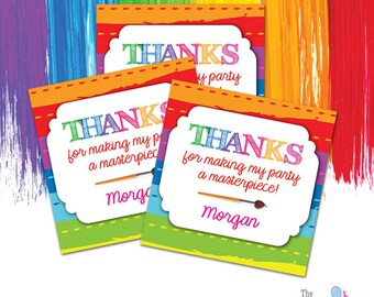 Paint Party Favor Tags, Art Party Printable, Art Party Favor Tags, Printable Favor Tags Paint Party DIY
