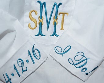 Infinity Design, Bridal Shirts, Monogram Bride Shirts, Wedding Day Shirts, Monogram Button Down Shirts, Monogram Wedding Shirts