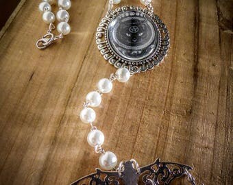 Rosary chaplet evil cat esoteric ♰Halloween♰ ivory cabochon beads