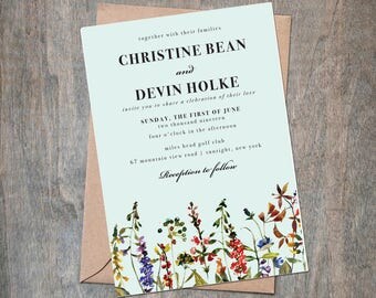 items similar to delicate garden outdoor wedding invitation diy printable mint green and items similar to delicate garden outdoor wedding invitation diy printable mint green and