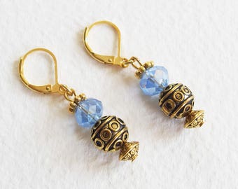 Boucles d'Oreilles Romantique Victorien - Tess d'Uberville - Perles Cristal Swarovski, métal or vieilli - Bijou créateur, pièce unique