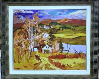 Henry Masson Fall Landscape Framed Oil Painting, Abstract Landscape Painting, Oil Painting Landscape, Wall Art, Fall Painting, Size 27 x 31