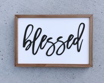 Blessed Rustic Sign - Blessed Signs - Blessed Wall Sign - Wood Blessed Sign - Farmhouse Decor - Living Room Decor - Wood Sign - Gift Idea