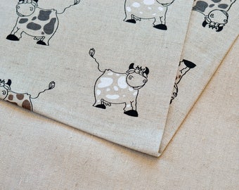 Linen cows fabric 19,68 x 59 inch