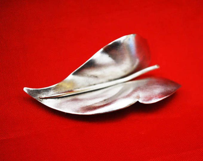 Sterling Leaf Brooch -Signed CA Carl-Art - Silver leaves pin