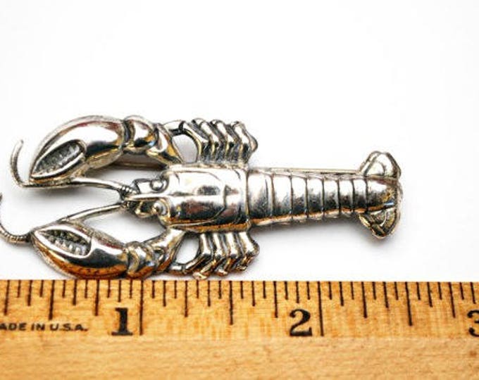 Sterling Lobster Brooch - Silver - ocean sea life - Crustation - figurine pin