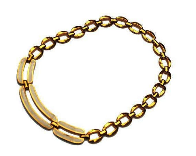 Napier Gold chain Necklace -Cream white enameling - Collar choker