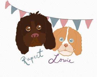 A4 Custom personalised pet portraits Print