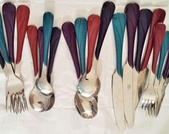 Discontinued Fiesta Swirl Cutlery Tableware Flatware Spoons, Knives, Forks