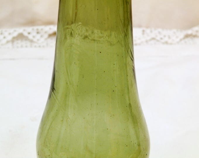 Antique French Green Blown Glass Milk Bottle, Unusual Shaped Bottle from France, Country Farmhouse Decor, Diary Decorators Piece , Vase Antique French Green Blown Glass Milk Bottle, Unusual Shaped Bottle from France, Country Farmhouse Decor, Diary Decorators Piece , Vase