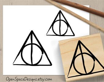 Deathly Hallows Stamp, Harry Potter Stamp, Magical Symbol Rubber Stamp, Harry Potter Gift, Potterhead Stamp, Harry Potter Wand 157