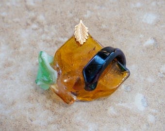 Glass Pendant in Browns & Greens Fused Glass Jewelry Triangle Glass Pendant