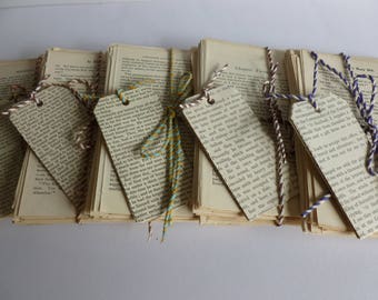 50 vintage book text pages /ephemera/tags