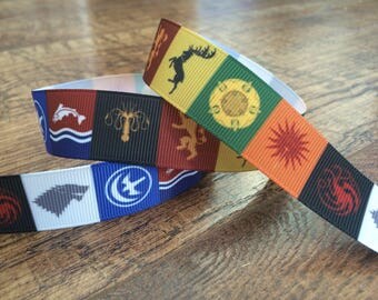 5 yards 7/8 game of thrones ribbon. Game of thrones ribbon, GOT ribbon, GOT hairbows, grosgrain ribbon, craft, crafting, sewing