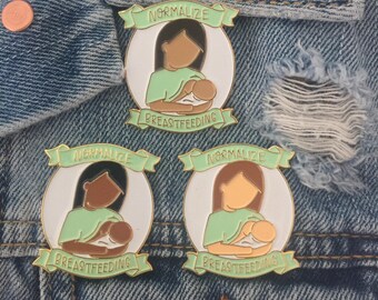 Feminist Enamel Pin - Normalize Breastfeeding - Breastfeeding Pin - New Mom Present - Diaper Bag Accessory - Free The Nipple