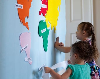 Kids Felt Map, Montessori Map, Montessori Materials, Montessori Gift, Montessori Classroom, Montessori Geography, Handmade, Waldorf Toy