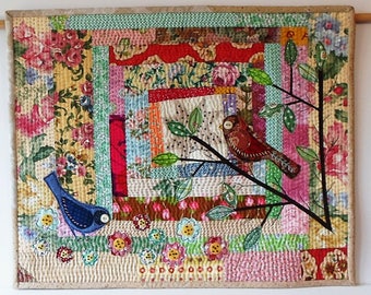 Handmade Mini Art Quilt Quilted Wall Hanging