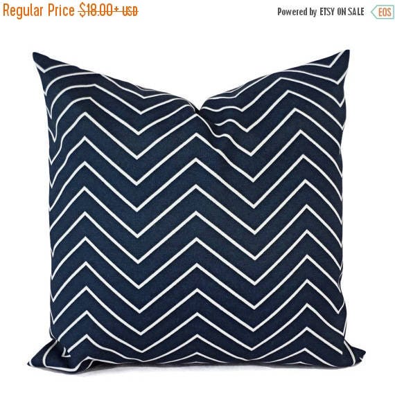 15 OFF SALE Two OUTDOOR Pillows Navy White Pillow Cover