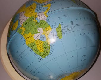 Vintage metal globe /globe/world globe / vintage globe /colourful tin/1960'S/ Made in USA/J.Chein and Co.