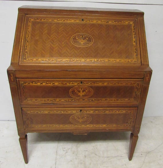 Vintage secretary desk with inlaid design