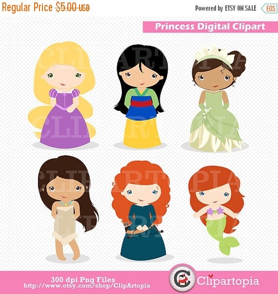 50% OFF SALE Princess Digital Clipart / Little Princess Clip Art / Princess Clipart For Personal and Commercial Use/ INSTANT Download Il_570xn