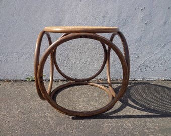 Bentwood Stool Ottoman Stendig Thonet Hassock Chair Wood Cane Vintage Seating Mid Century Modern Furniture Le Corbusier Bohemian Boho Chic