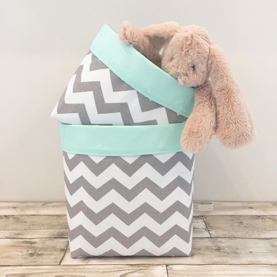 Chevron Storage Baskets Pair Nappy Storage Nursery Decor
