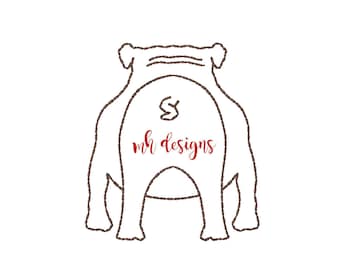 Quick Stitch Bulldog Butt, 4x4, Bulldog embroidery design, Vintage stitch bulldog, Bulldog embroidery file, Bean stitch Bulldog, Bull dog