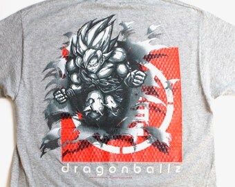 2002 Dragon Ball Z T-Shirt Goku Shirt Gray Red Size Large